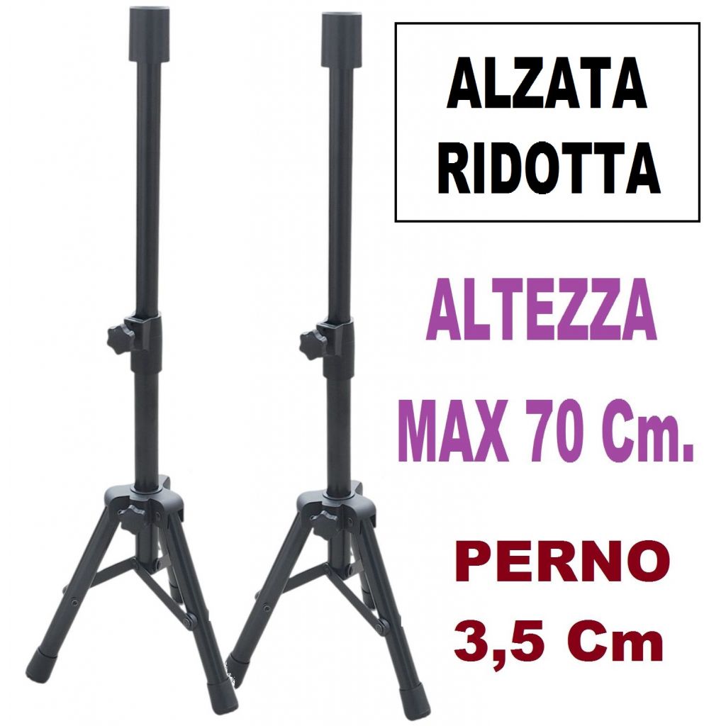 COPPIA MINI STATIVI CASSE ACUSTICHE TREPPIEDE ALTOPARLANTI SUPPORTI UNIVERSALE ALTEZZA 70cm