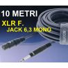 CAVO JACK 6,3 mm MONO CANNON XLR FEMMINA MICROFONO 10 METRI