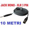 CAVO JACK 6,3 mm MONO CANNON XLR MASCHIO 10 METRI x casse mixer