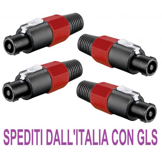 4 PEZZI CONNETTORE SPEAKON MASCHIO NL4 SPINA VOLANTE con blocco twist lock