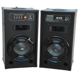 COPPIA CASSE AMPLIFICATE BLUETOOTH WOOFER 10" 26 Cm CON USB - LED