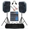 IMPIANTO AUDIO COMPLETO 2 casse amplificate 400w + mixer BT + stativi con borsa + cavo 3 mt
