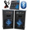 IMPIANTO AUDIO KARAOKE BLUETOOTH 2 casse amplificate 10" + mixer 4 ch + Cavetteria