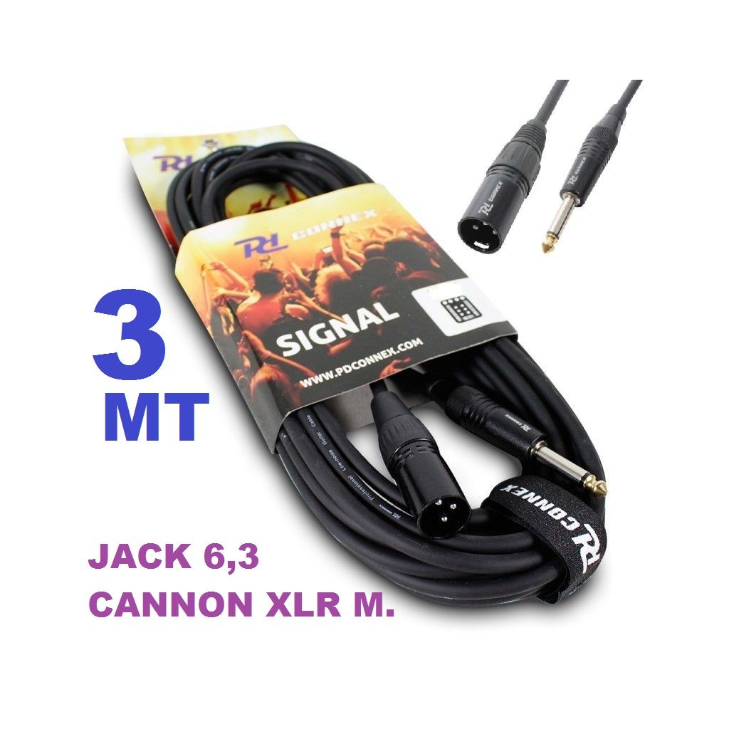 CAVO AUDIO JACK CANNON XLR 3 Mt - CANNON XLR M. JACK MONO 6,3 MM