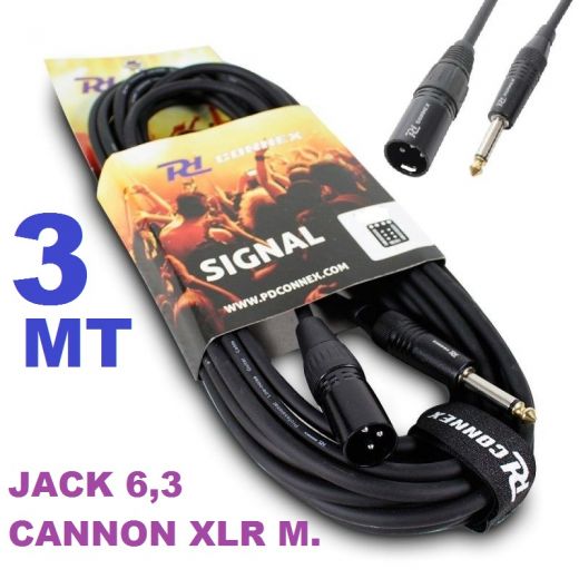 CAVO AUDIO JACK CANNON XLR 3 Mt - CANNON XLR M. JACK MONO 6,3 MM