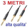 CAVO AUDIO JACK 6,3 MM 3 METRI -- 1 SPINA JACK 6,3 STEREO / 2 SPINE JACK MONO