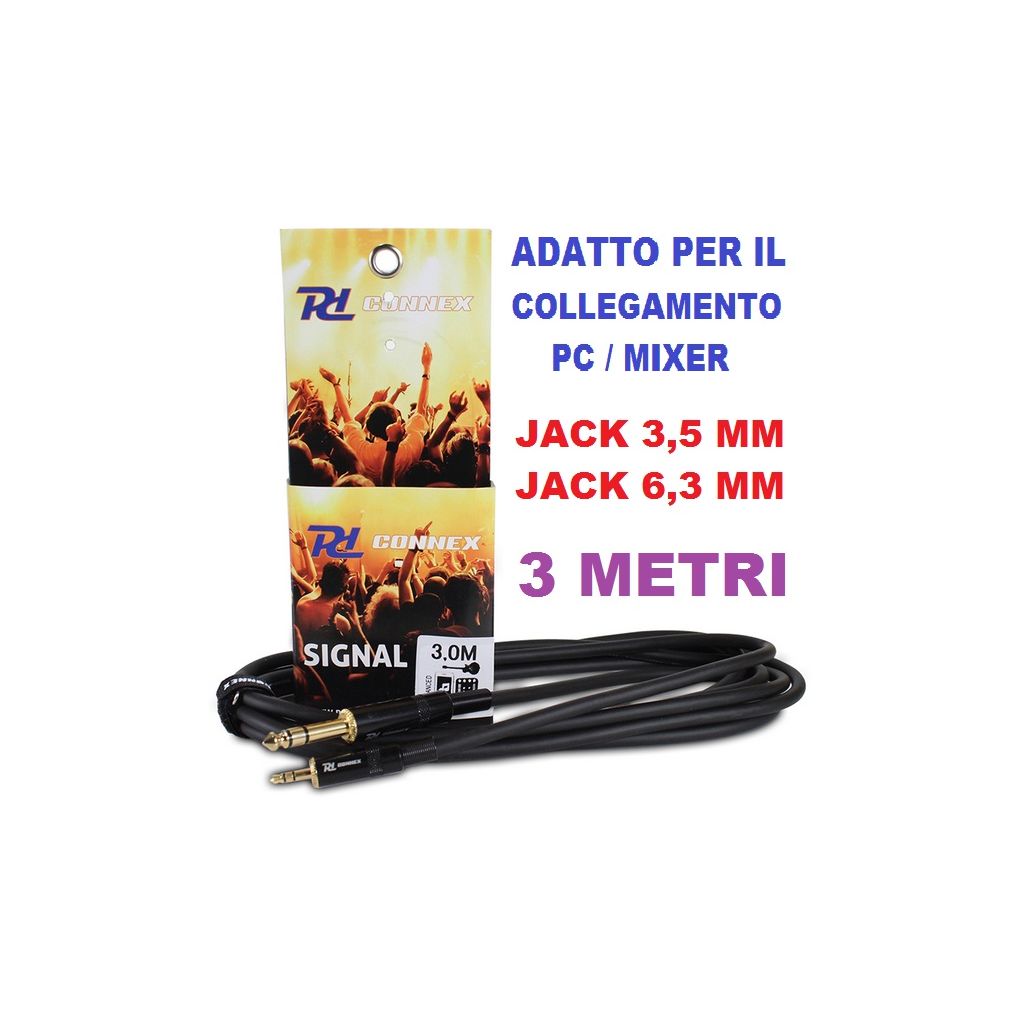 CAVO AUDIO JACK 3,5 mm JACK 6,3 mm STEREO 3 METRI x mixer computer