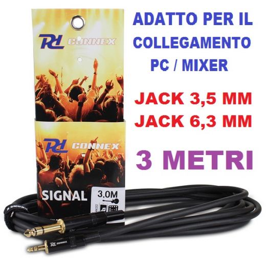 CAVO AUDIO JACK 3,5 mm JACK 6,3 mm STEREO 3 METRI x mixer computer
