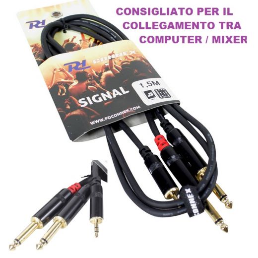 CAVO COMPUTER MIXER JACK 3,5 mm JACK 6,3 mm PROFESSIONALE 6 MM