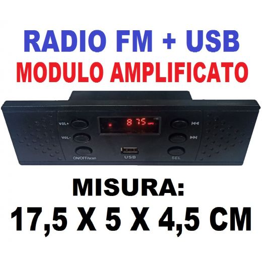 MODULO AMPLIFICATO CASSA ACUSTICA PANNELLO INCASSO RADIO + USB * 17,5 X 5 CM