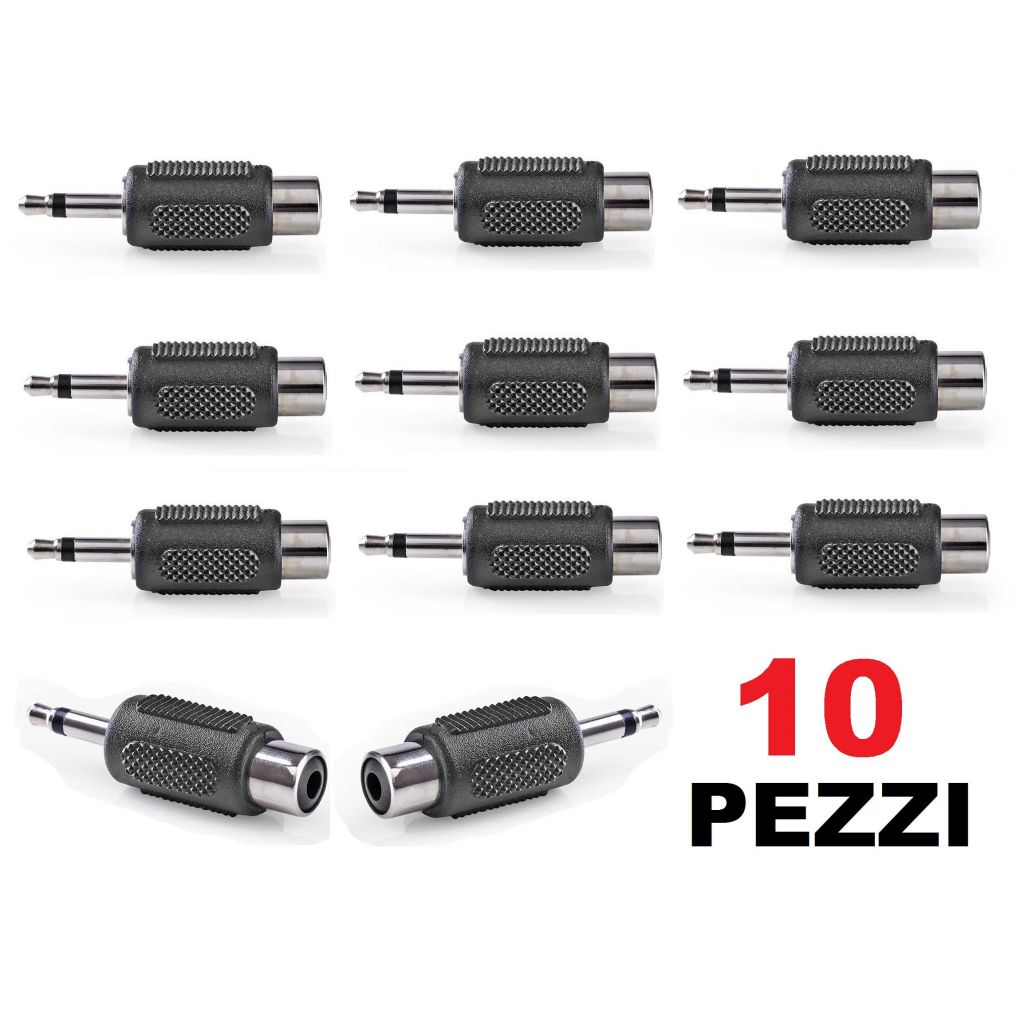 10 PZ. ADATTATORE AUX RCA F. / JACK 3,5 MONO mixer consolle COMPUTER - 1