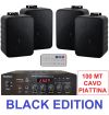 IMPIANTO AUDIO FILODIFFUSIONE LOCALI NERO 4 CANALI CASSE ACUSTICHE PARETE 8 Ohm amplificatore 4 casse cavo