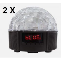 COPPIA LUCI PSICHEDELICHE DISCOTECA A LED MEZZA SFERA CON RADIO PARTY DA CASA