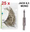 PACCO DA 25 PZ. CONNETTORE AUDIO SALDARE JACK 6,3 MONO MASCHIO METALLO NICHEL ARGENTO