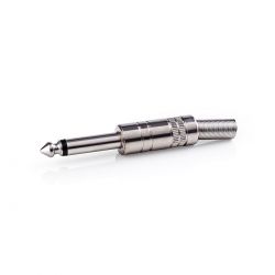 PACCO DA 25 PZ. CONNETTORE AUDIO SALDARE JACK 6,3 MONO MASCHIO METALLO NICHEL ARGENTO