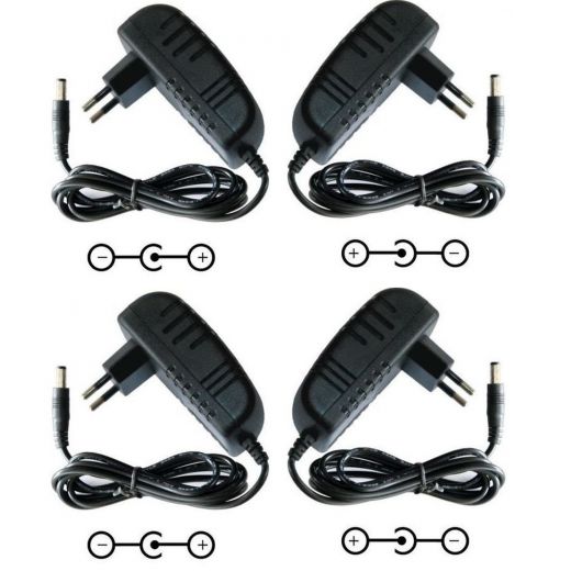 4 PEZZI -- Alimentatore 12V 2A - 12 VOLT striscie led telecamere universale connettore 5,5 mm