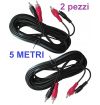 2 PEZZI - CAVO RCA AUDIO PROLUNGA 2 SPINE DOPPIO SCHERMATO HQ 5 MT.