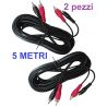 2 PEZZI - CAVO RCA AUDIO PROLUNGA 2 SPINE DOPPIO SCHERMATO HQ 5 MT.