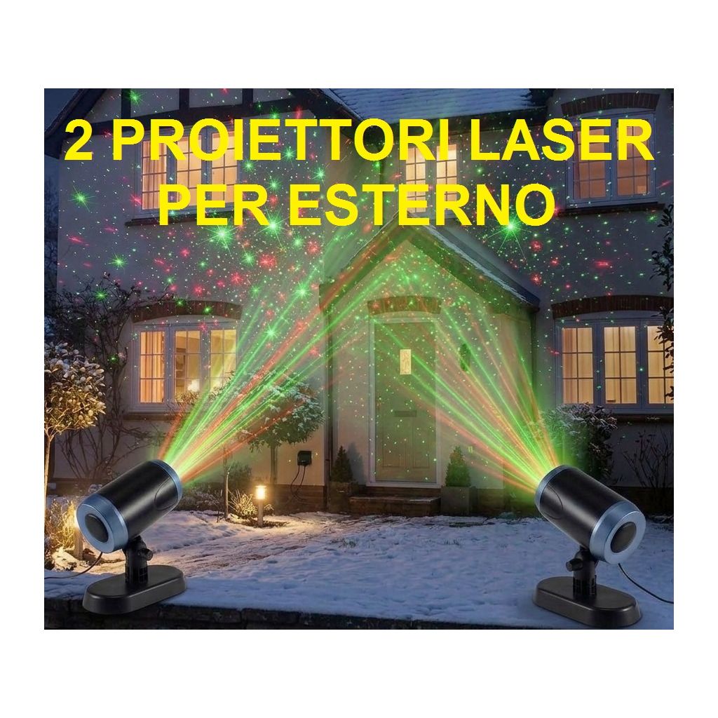 2 PEZZI LASER PER ESTERNO DA GIARDINO PROIETTORE MULTICOLORE CASA