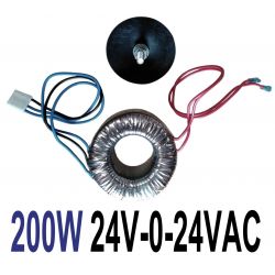 TRASFORMATORE TOROIDALE AUDIO 200W 24V-0-24VAC ALTA QUALITA'