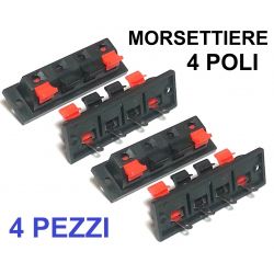 4 PEZZI MORSETTIERA CASSE ACUSTICHE A MOLLA 4 POLI ALTOPARLANTE