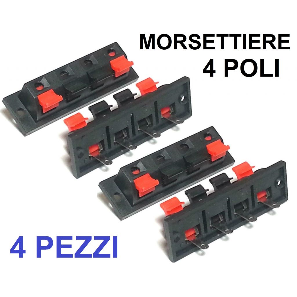 4 PEZZI MORSETTIERA CASSE ACUSTICHE A MOLLA 4 POLI ALTOPARLANTE