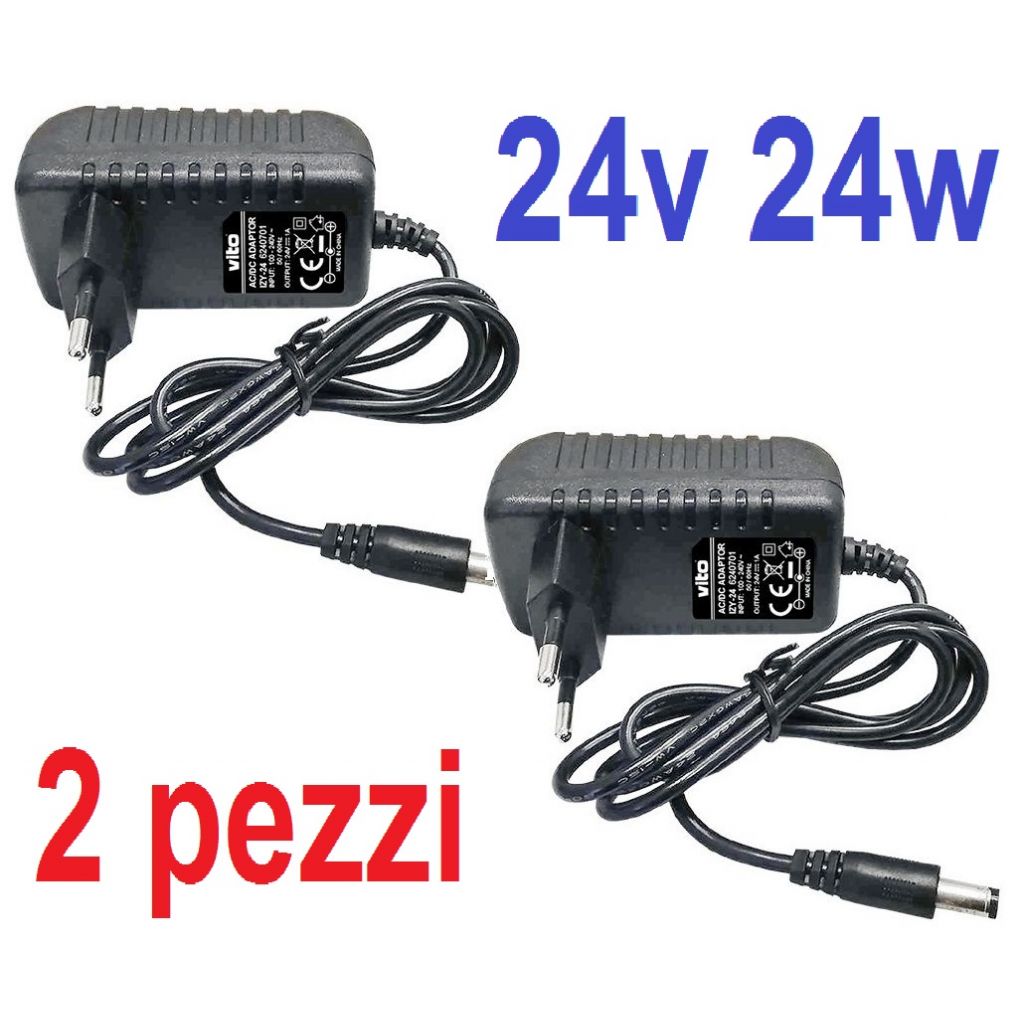 2 PEZZI ALIMENTATORE 24V POTENZA 24W IP20 STRISCIA LED per esterno