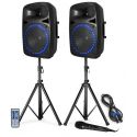 IMPIANTO AUDIO COMPLETO ATTIVO 800W casse amplificate + stativi + accessori
