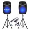 IMPIANTO AUDIO COMPLETO ATTIVO 800W casse amplificate + stativi + accessori