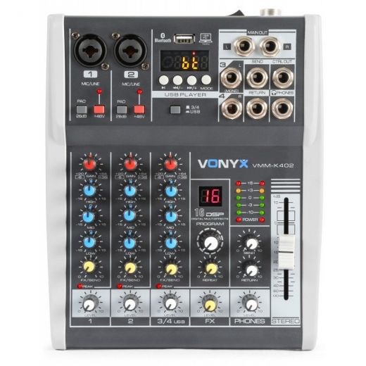 MIXER AUDIO KARAOKE DJ STUDIO PROCESSORE DI EFFETTI FX BLUETOOTH USB DISPLAY - 1