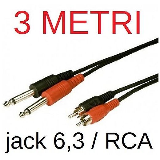 AUX Adattatore JACK DA JACK A RCA MASCHIO 3,5 mm a 2x presa RCA ROSSA BIANCA 