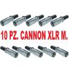 10 PZ. CONNETTORE A SALDARE CANNON XLR MASCHIO 3P BILANCIATO microfoni casse - 1