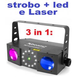 EFFETTO LUCI PSICHEDELICHE DMX DJ PALCO 3in1 strobo + laser + led RGBW - 1
