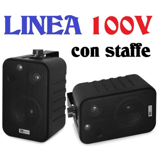 COPPIA DIFFUSORI PARETE MURO LINEA 100v CON STAFFE * VERSIONE NERA - 1