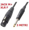 CAVO AUDIO 3 METRI MICROFONICO PROFESSIONALE CANNON FEMMINA+JACK 6,3mm MASCHIO ART.176449 - 1