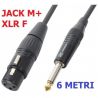 CAVO AUDIO 6 METRI MICROFONICO ALTA FEDELTA' PROFESSIONALE CANNON FEMMINA+JACK 6,3mm MASCHIO ART.176452 - 1