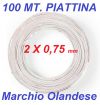 100 mt. matassa cavo audio piattina bianco sezione 2 x 0,75