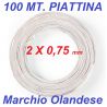 100 mt. matassa cavo audio piattina bianco sezione 2 x 0,75