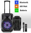 CASSA AMPLIFICATA 450W 10" BLUETOOTH + BATTERIA + MICROFONO WIRELESS + USB - 1