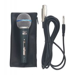 MICROFONO SEMI PROFESSIONALE KARAOKE PIANOBAR CANTO DJ SUPERCARDIOIDE + CUSTODIA - 3